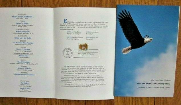 EAGLE & SHIELD 1989 #2431 EXTRAORDINARY STAMP   FIRST DAY CEREMONY FOLDER
