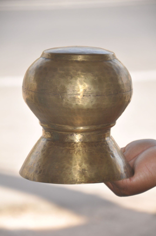 Vintage Brass Hammer Work Solid Unique Shape Handcrafted Flower Vase/Pot