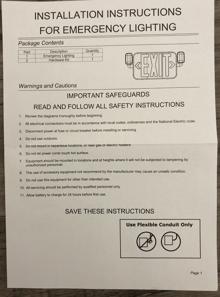 2 Pk SiTiSFi Led Combo Emergency Exit Sign Adjustable Head Lights Battery Backup