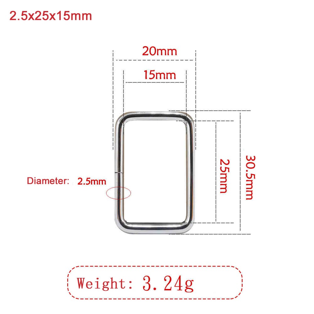 Iron Rectangular Open Ring Bags Belt Strap Dog Leash Buckle Leather Crafts DIY