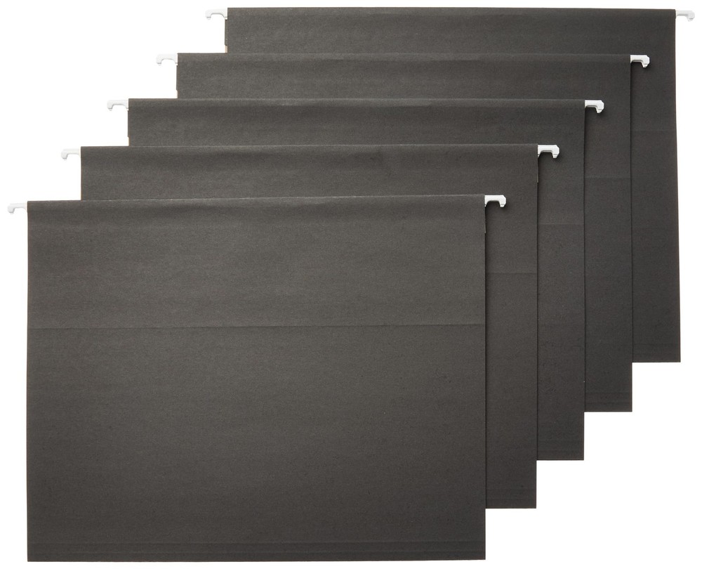 Amazon Basics Hanging File Folders with Adjustable Tabs for Letter, Black