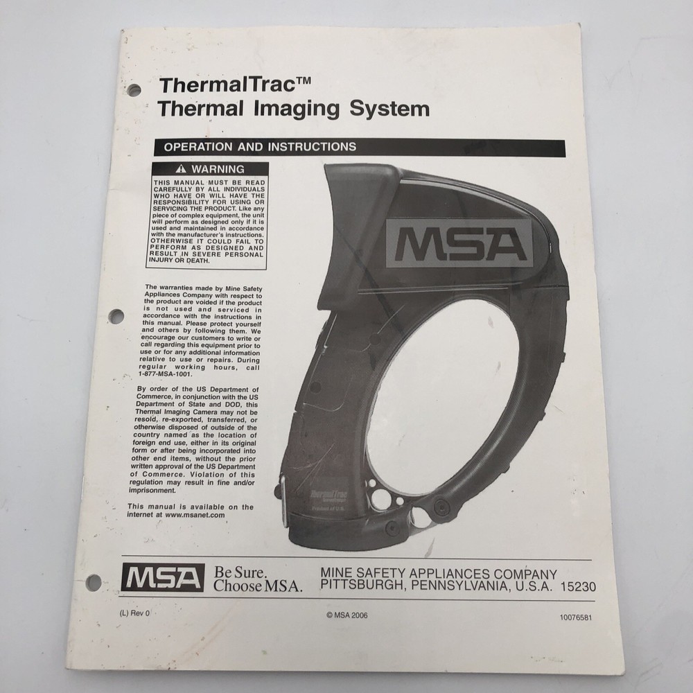 MSA Thermal Trac Thermal Imaging System Manual READ B