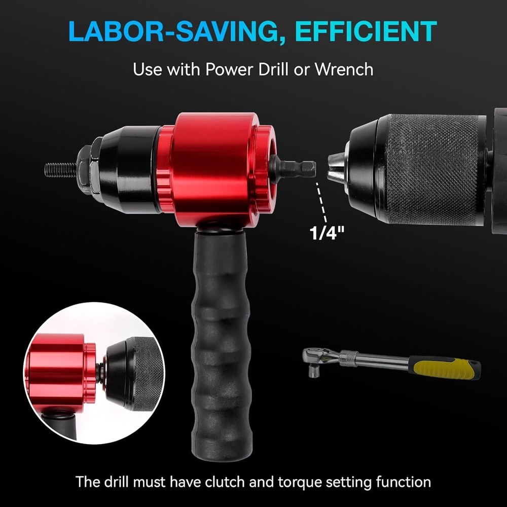 Electric Rivet Nut Gun Adapter Cordless Riveting Tool Insert Nut Drill Tool Kit