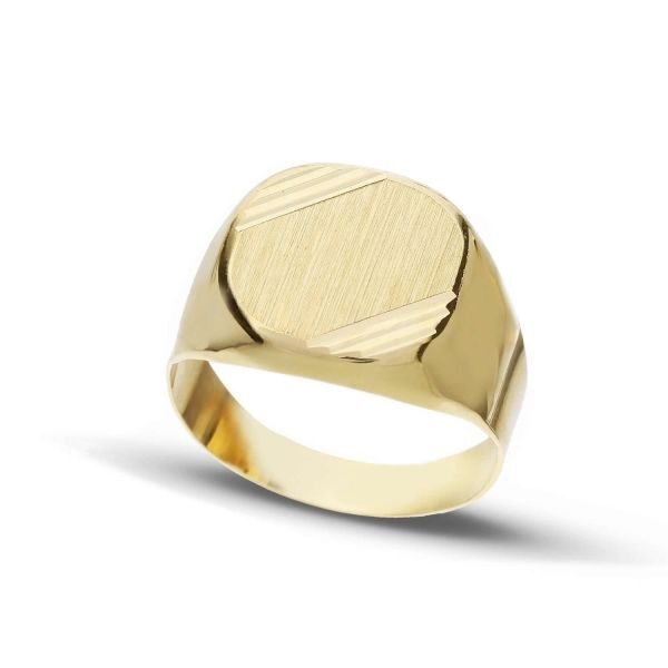 Men's 18k Yellow Gold Square Shield Ring