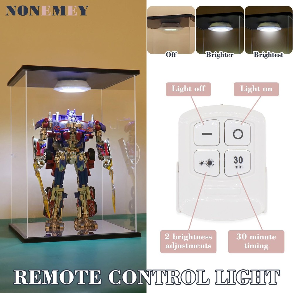Clear Acrylic Display Case with Remote Control Light for 400% Bearbrick, Dust...