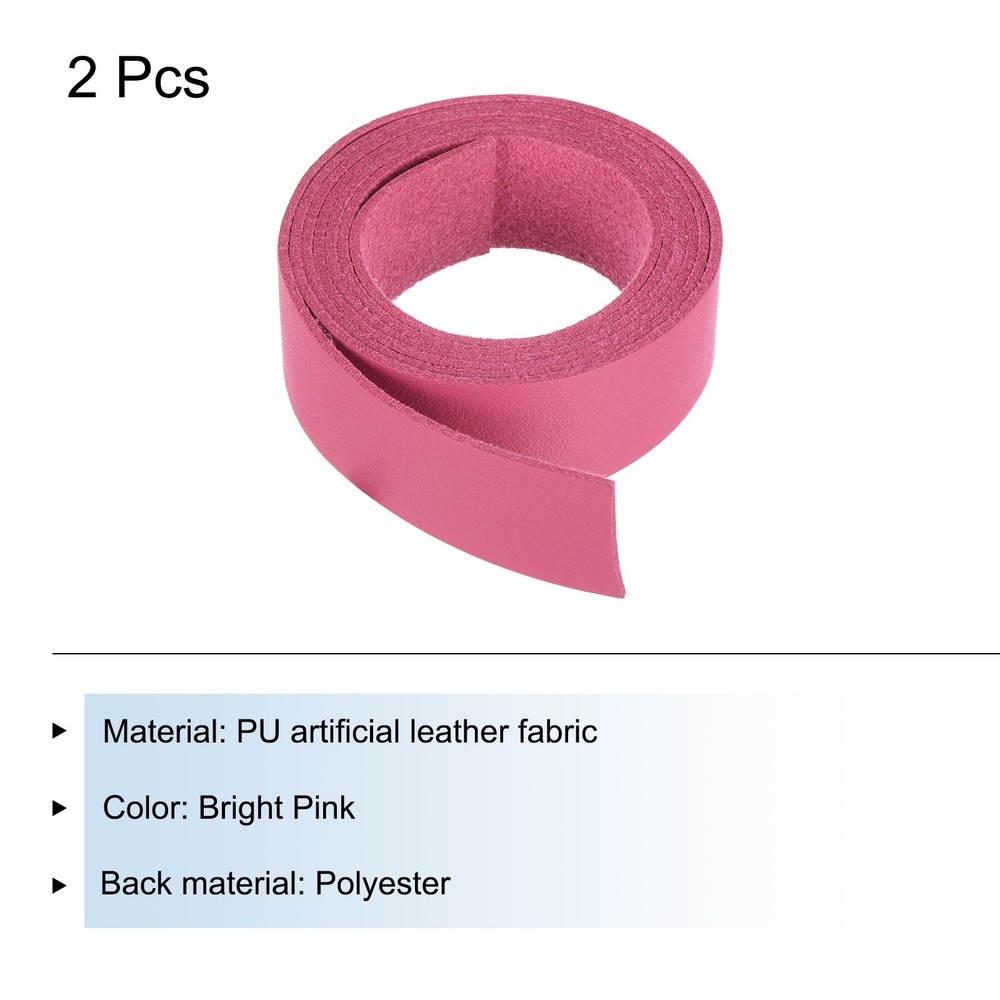 Leather Straps Strip Belt 2cm(0.8" Width) Leather Strips Bright Pink, 2pcs
