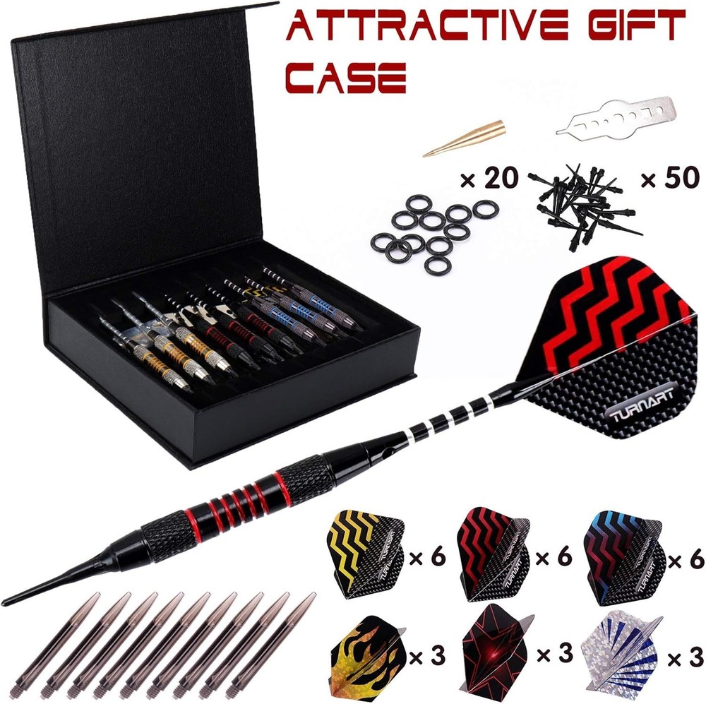Customizable 9-Piece Soft Tip Darts Set for Electronic Dartboard - 18g, 50 Tips