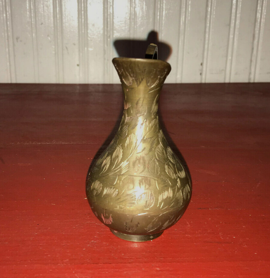 Solid Brass Ornate Detailed Miniature 4" Pitcher - Made in India