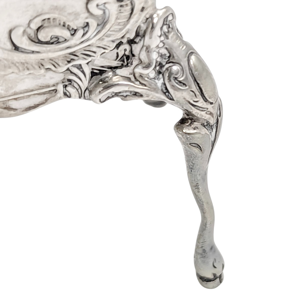 19th C Neoclassical imported Hanau 930 silver miniature table trinket ring box