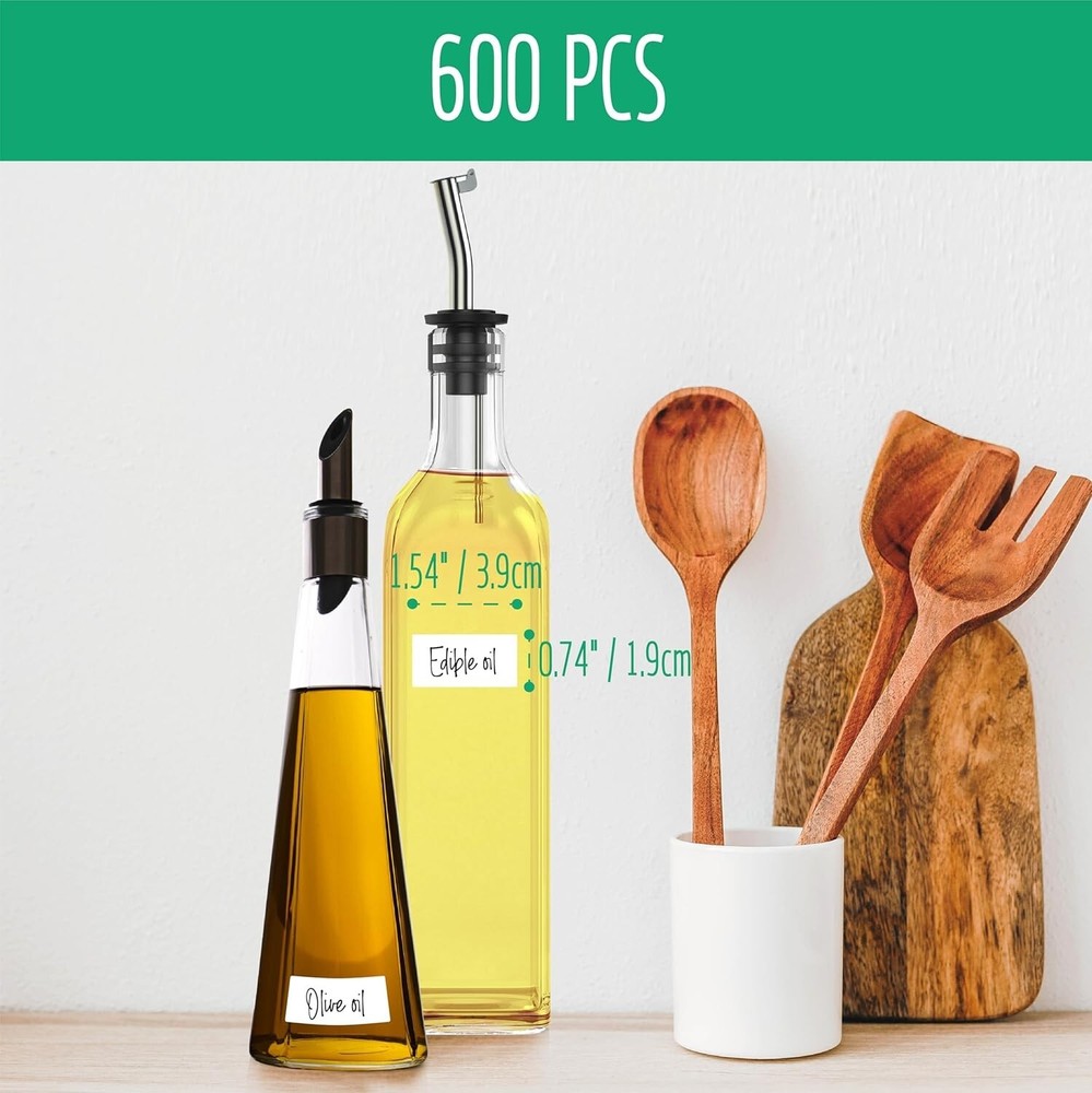 600 PCS Rectangular Stickers, Blank Write on Labels Self-Adhesive Roll White