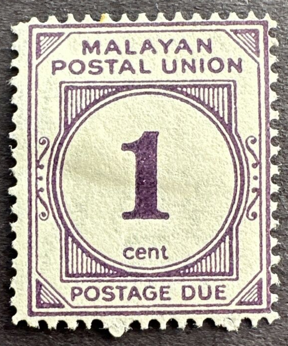 Malaya 1936-1938 Scott #J13 SG #D7 Mint Hinged Postage Due 1c