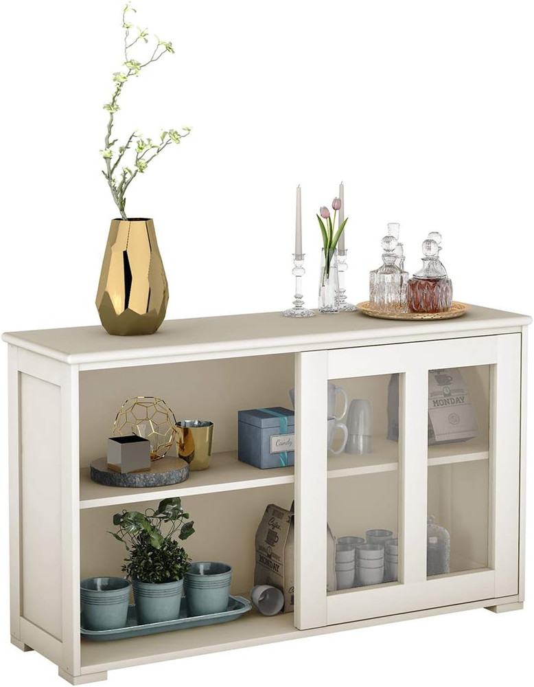 Kitchen Storage Cabinet Sideboard, Stackable Buffet W/Height-Adjustable Shelf &