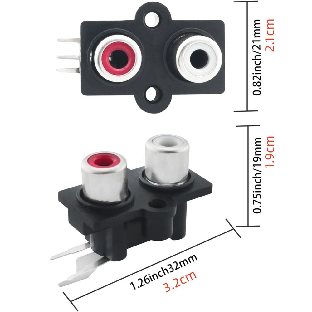 High Quality 2PCS RCA Female Socket Panel Mount Connector for Various AV Devices