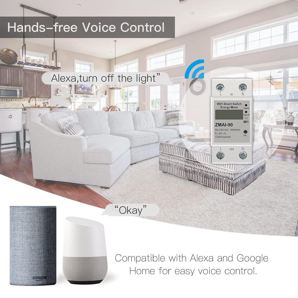 Smart Energy Meter with Alexa and Google Home Compatibility for Remote Control