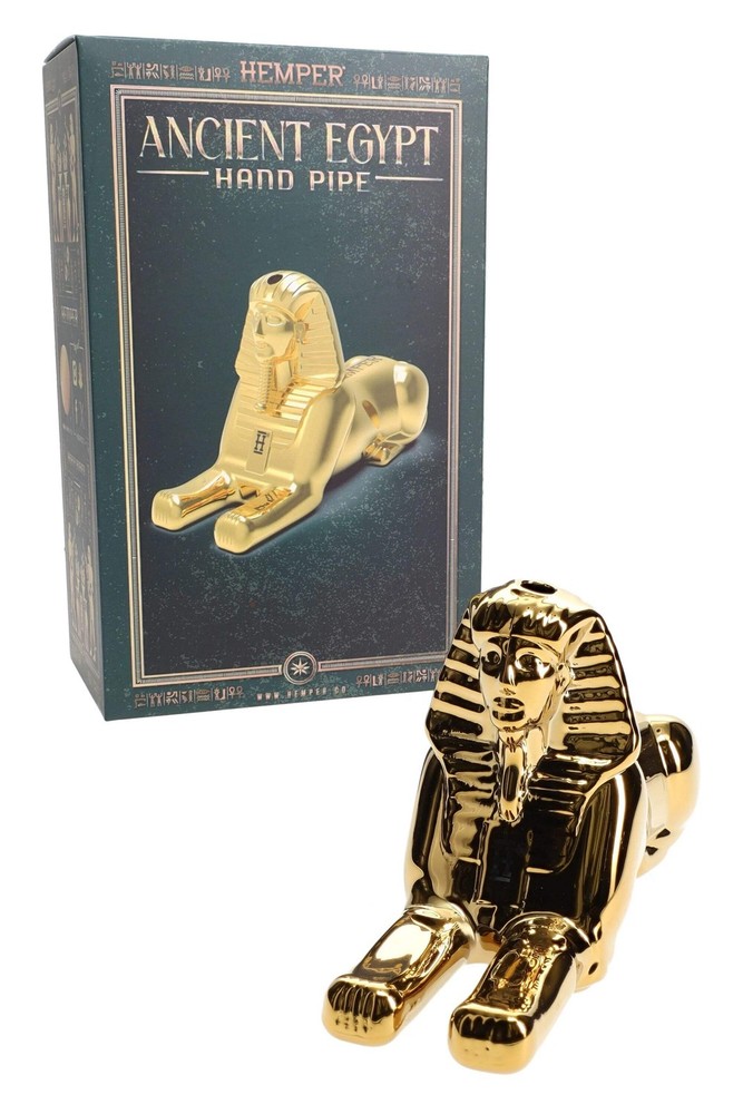 Hemper Ancient Egypt Sphinx Gold Glass Hand Pipe – 5″