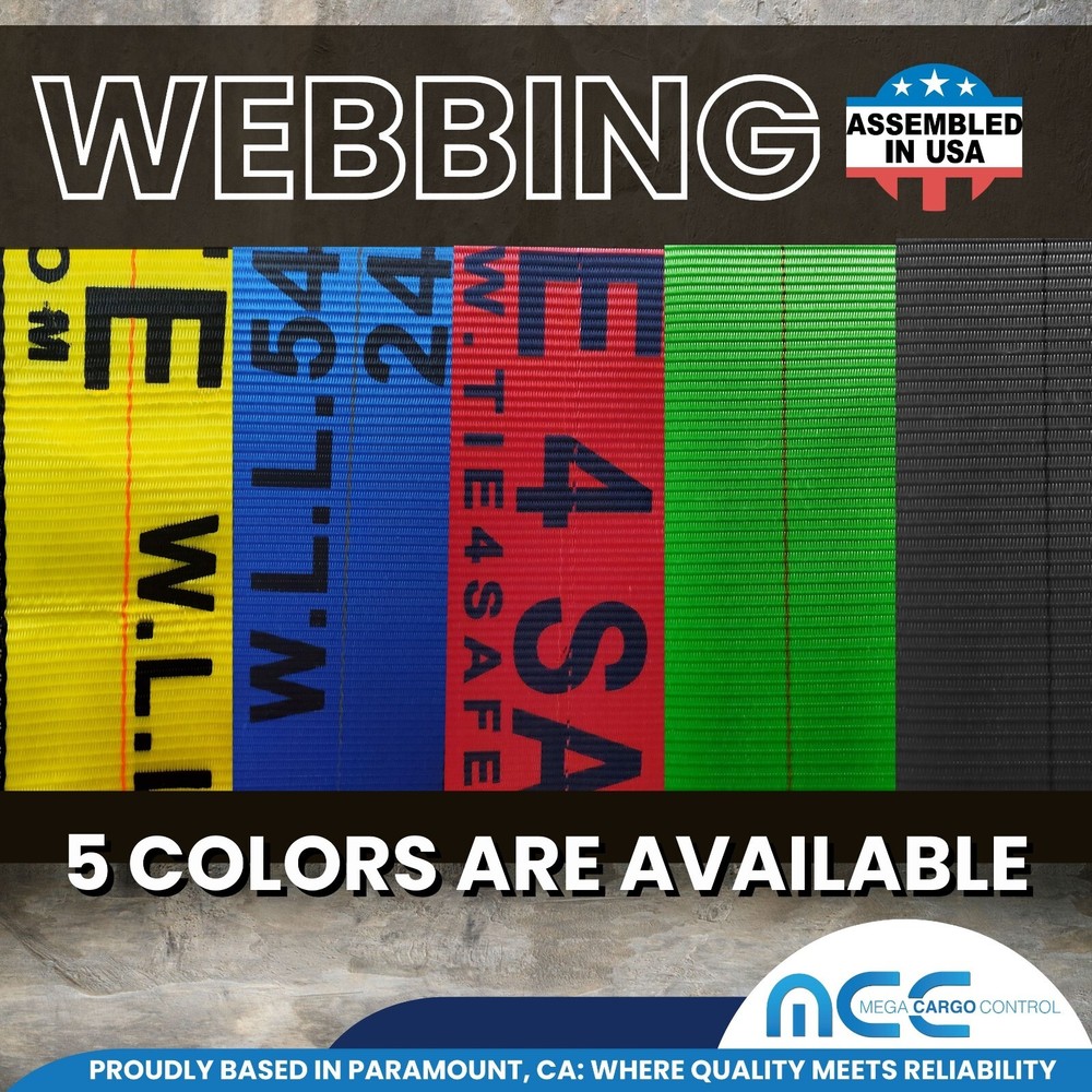 USA 12 Pack 4" x 5' Roll Off Container Winch Strap w/ Flat Hook 5400 LBS BLUE