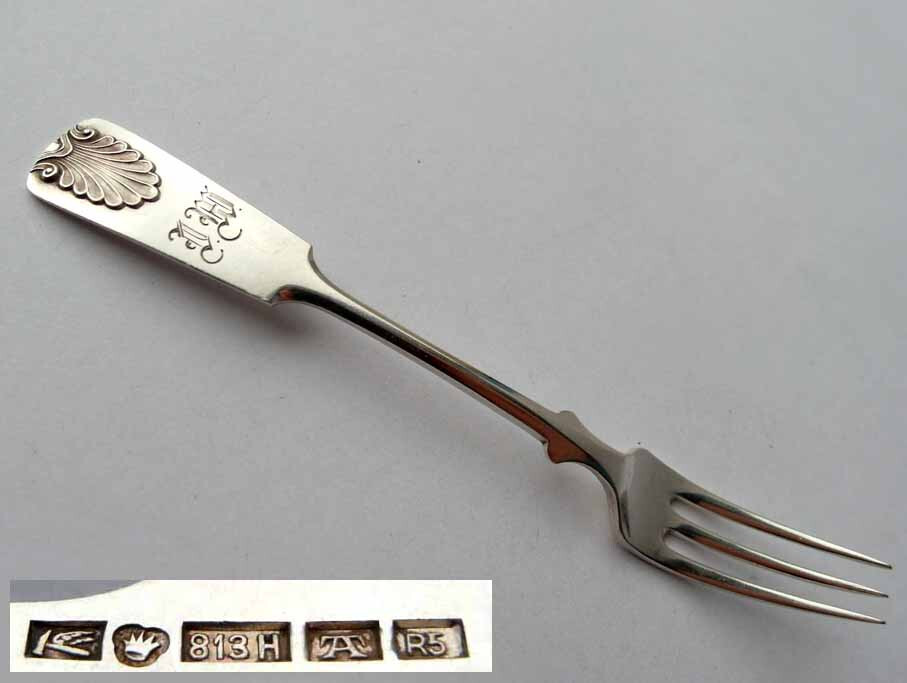 Old Lemon Fork/Serving Fork, Finland, Shell, Silver, around 1922 G562