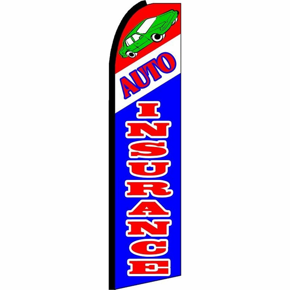 Auto Insurance Flag Flutter Feather Banner Swooper Extra Wide Bundle COMLETE Kit