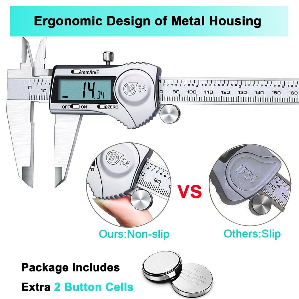 Professional 8-Inch Digital Caliper with Three Unit Conversion and LCD Display
