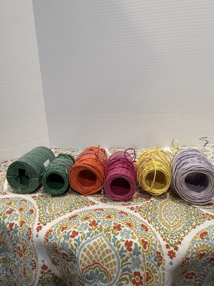 Raffia Stripes Paper String,Colorful Twisted Paper Craft String/Cord/Rope Wired