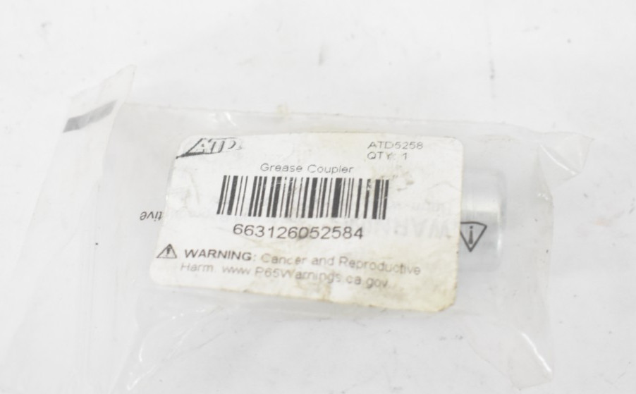 ATD Hydraulic Grease Coupler ATD5258 Silver Threaded Fitting Tool Connector