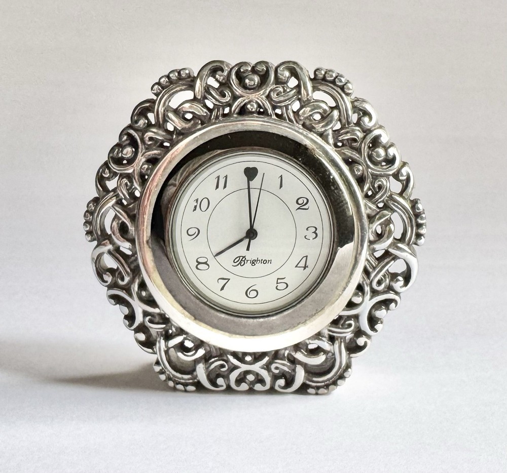 Brighton Silver Filigree Desk Clock Silcon Electronics