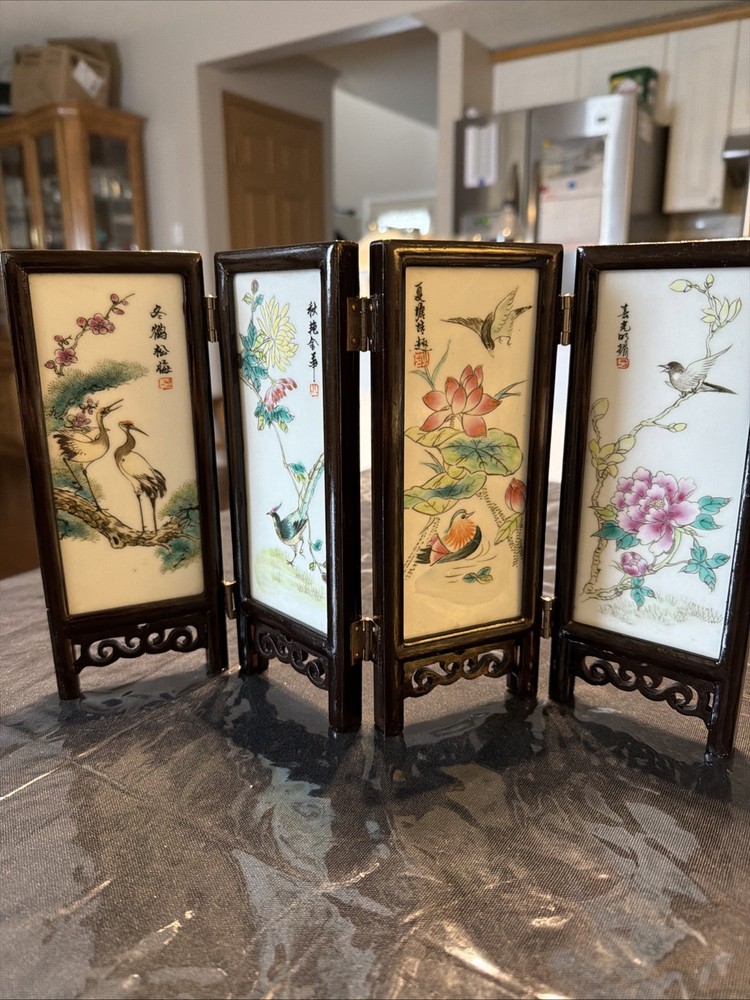 Vintage Chinese Folding Table Screen / Room Divider