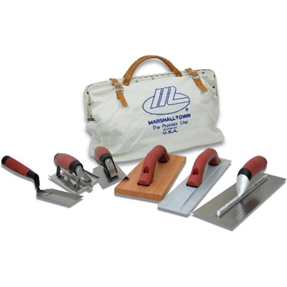 Concrete Apprentice Tool Kit in Canvas Bag, Includes 6 Concrete Tools, Finishing