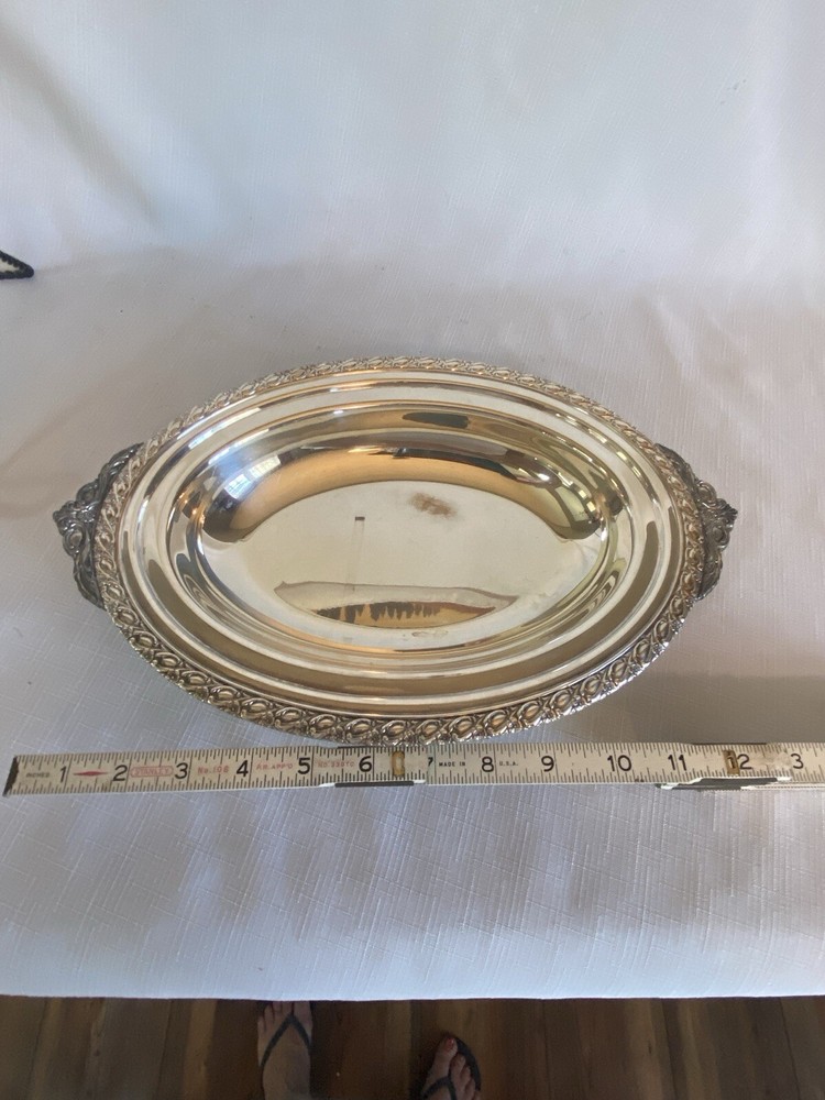 Vintage Silver Plate Decorative Oval Serving Dish Bowl/Lid