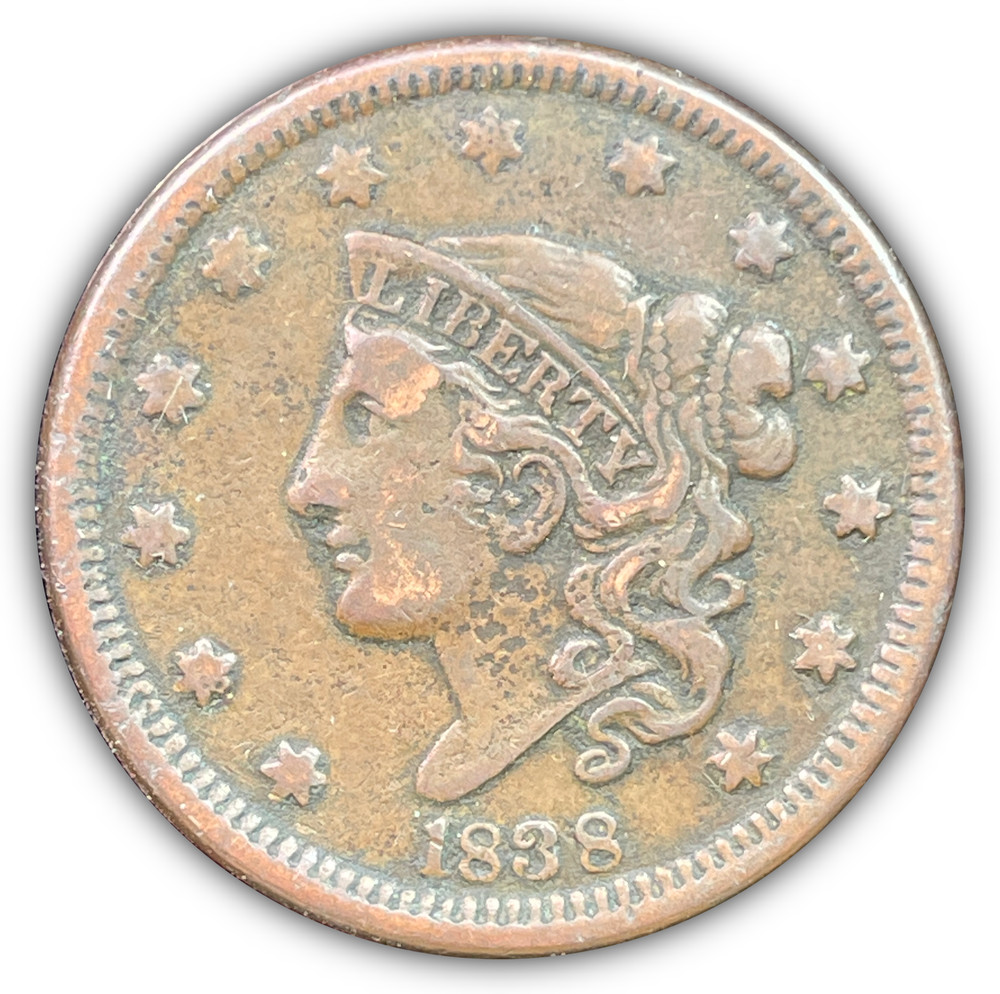 1838 Coronet Head Large Cent Extremely Fine XF Coin #19455