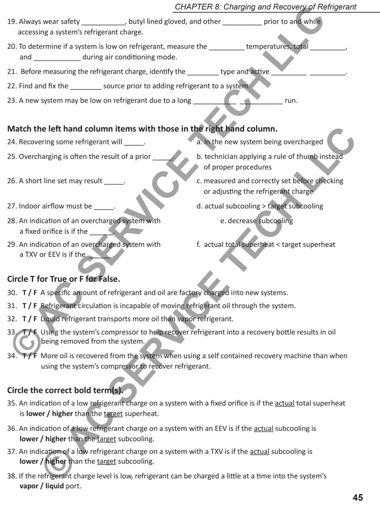 Refrigerant Charging & Service Procedures for AC WORKBOOK - 2nd Ed.