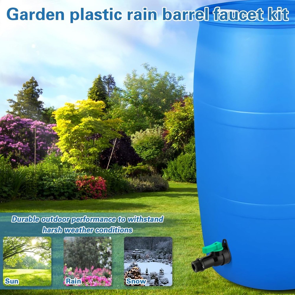 Rain Barrel Spigot Kit with High Flow Valve No Inside Access Needed,External Ins