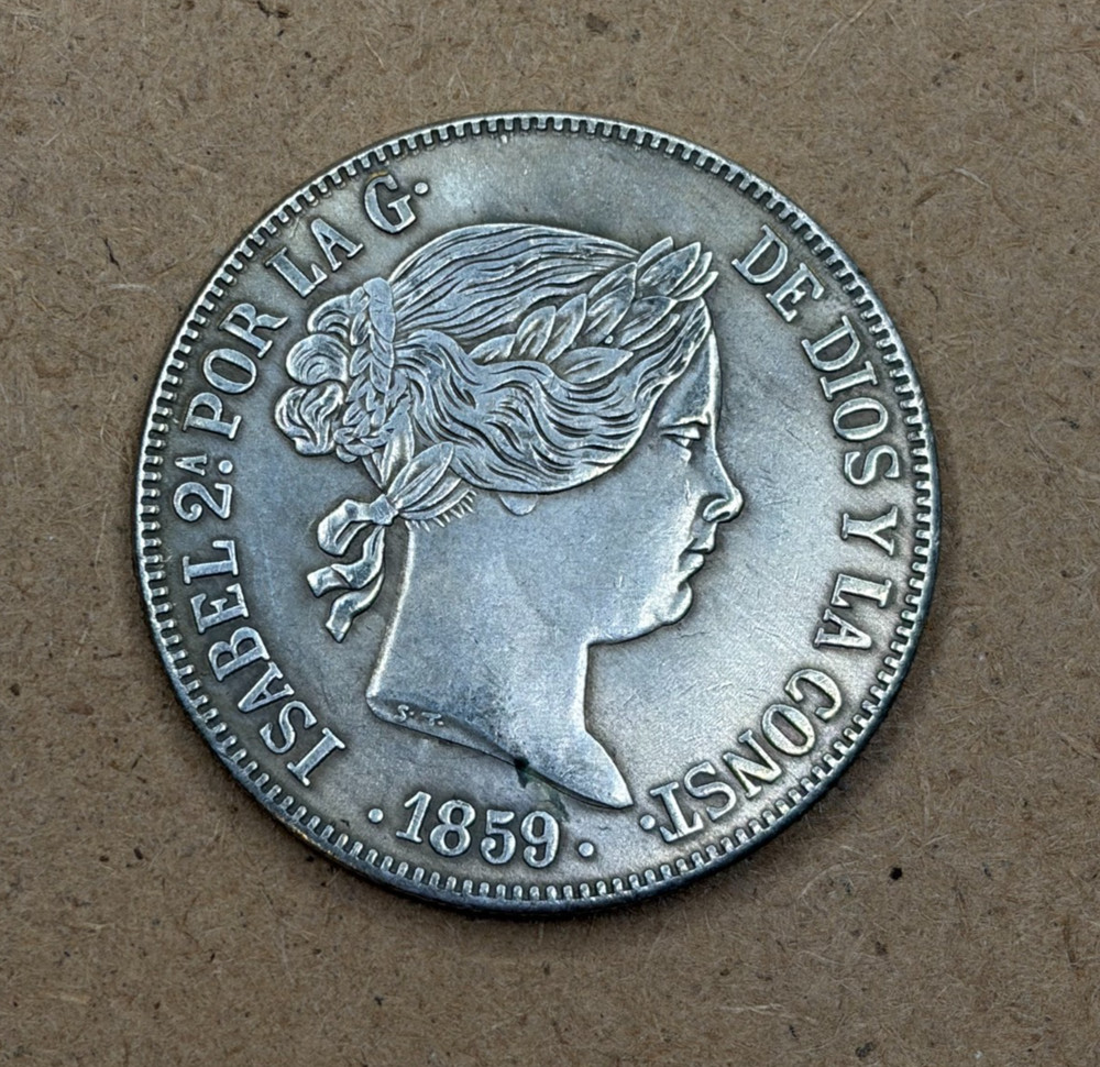 20 Real 1859 Spain Isabel 2