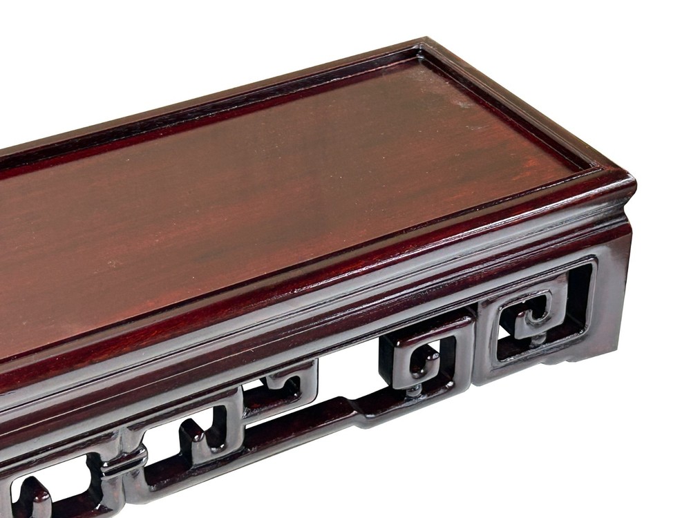 Dark Brown Stained Oriental Geometric Rectangular Display Table Stand GB246