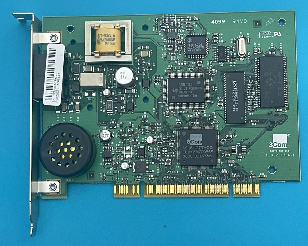 VINTAGE INTERNAL US ROBOTICS-3COM MODEL 0726 56K DATA/FAX MODEM PCI CARD