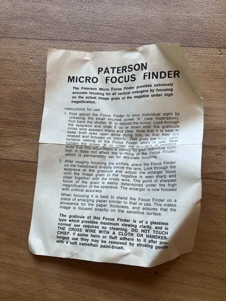 Vintage Paterson Micro Focus Finder Boxed