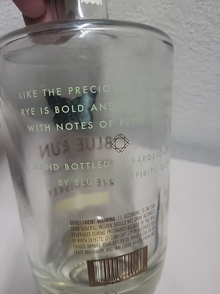Blue Run Bourbon RYE Emerald Bottle - Empty Unrinsed - 750 ml