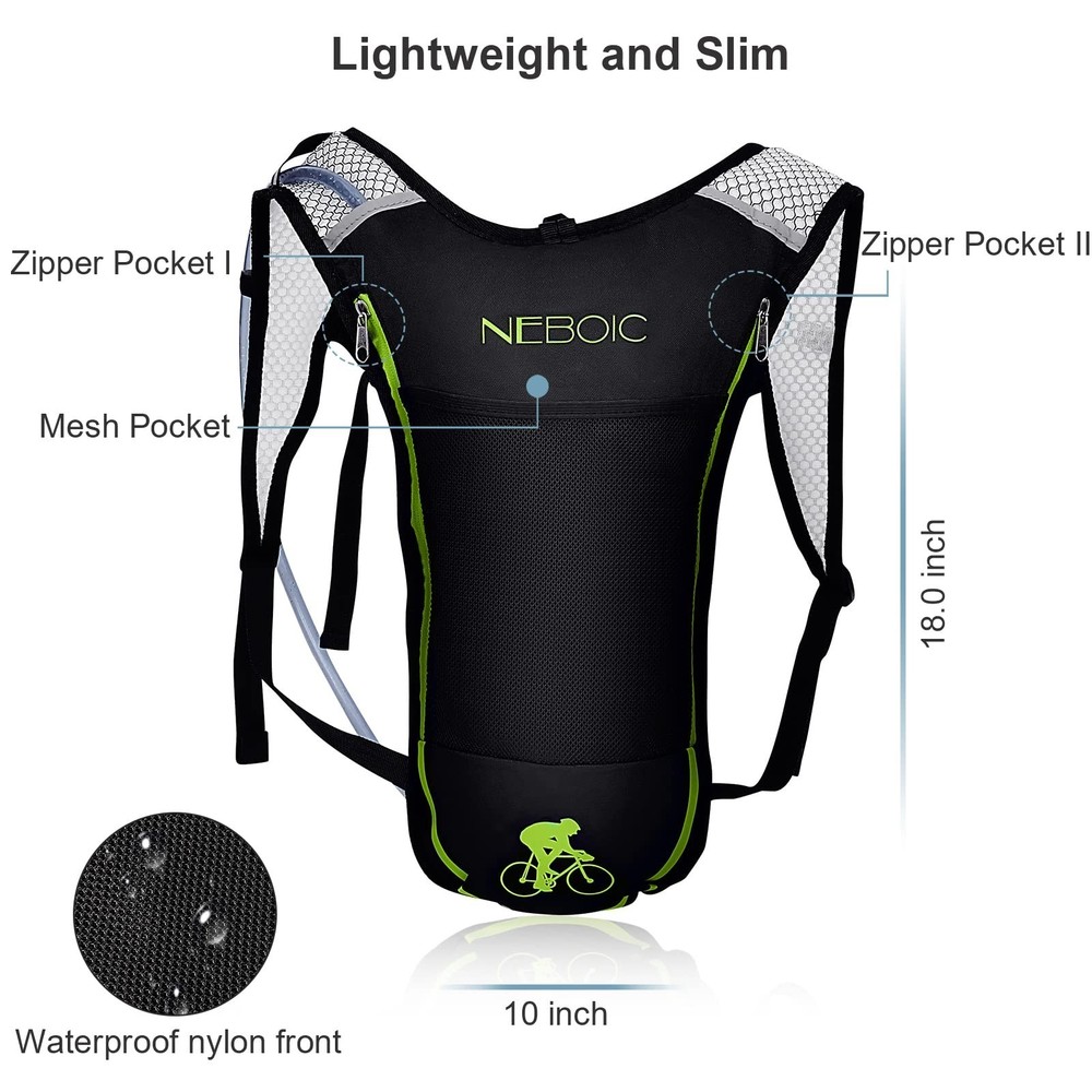 Neboic 2Pack Hydration Backpack Pack with 2L Hydration Bladder - Lightweight ...
