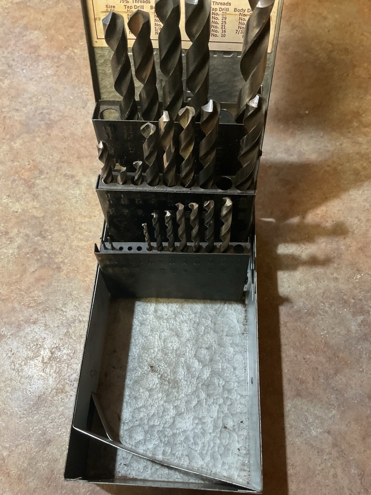 Vintage Craftsman drill bit Index metal box Used Has Some Bits