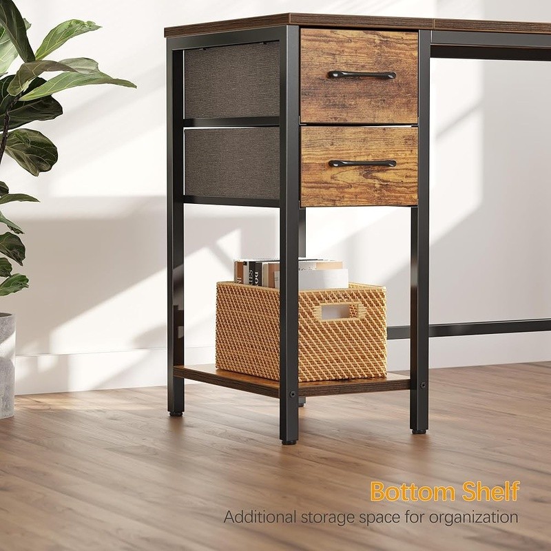 Reversible Computer Desk W/ Ample Storage Drawers & Shelf Modern Design New