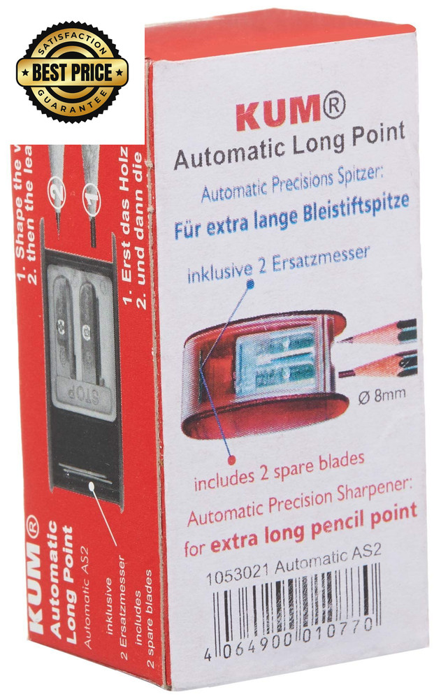 Kum AS2, Two Hole Automatic Long Point Pencil Sharpener, Mfg Part 1 Pack, Red