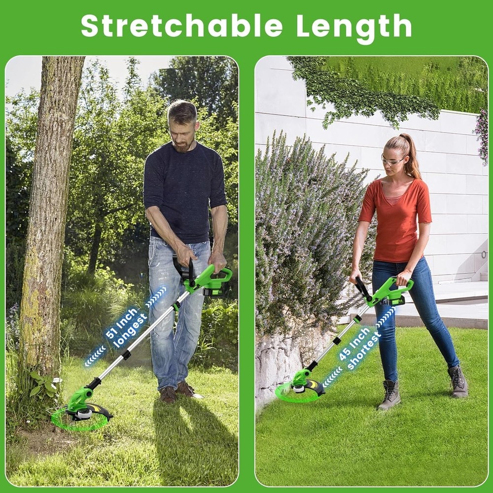 Efficient 20V Cordless Grass Trimmer - 9500 RPM, Battery Powered & Foldable