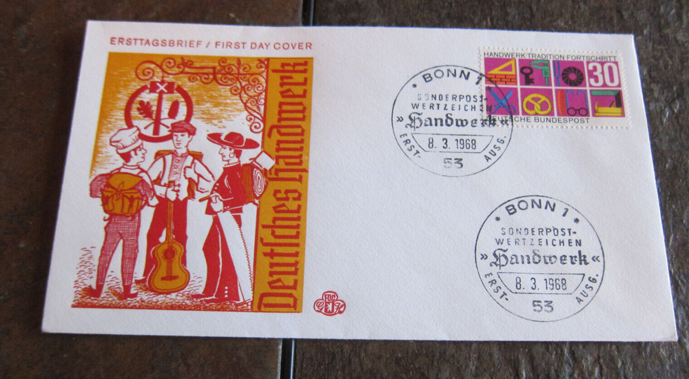 FIRST DAY COVER  1968 Bonn Germany Handywork FDC