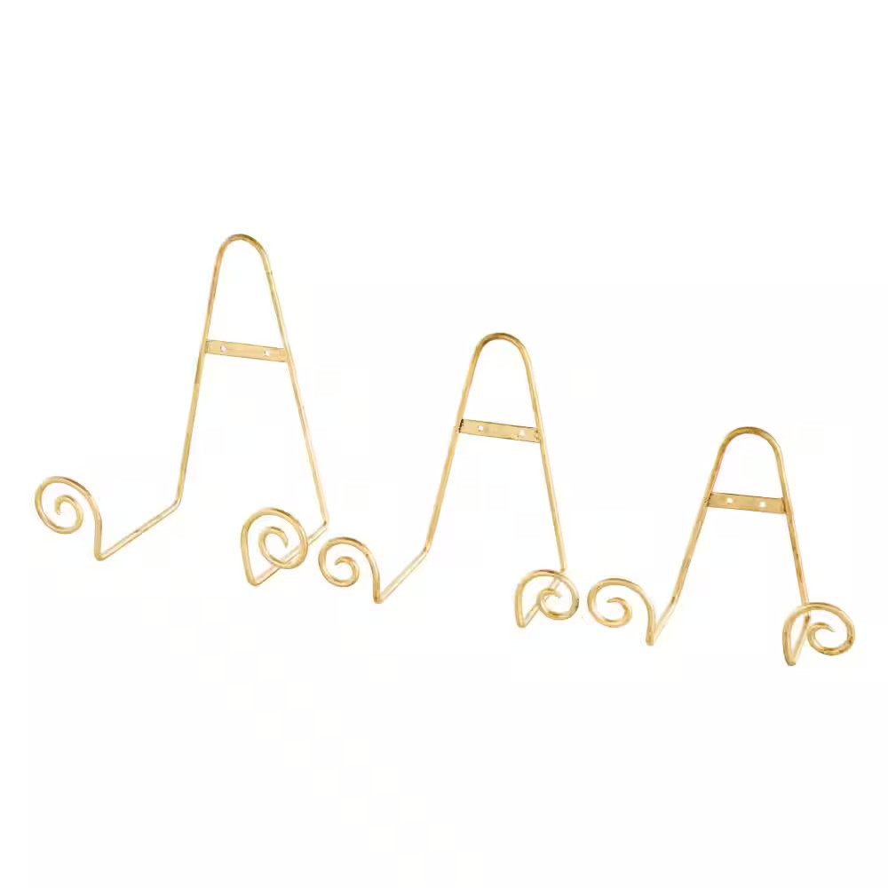 Gold Metal Tabletop and Hanging Wall Rack Display Scroll Easel (3-Pack)
