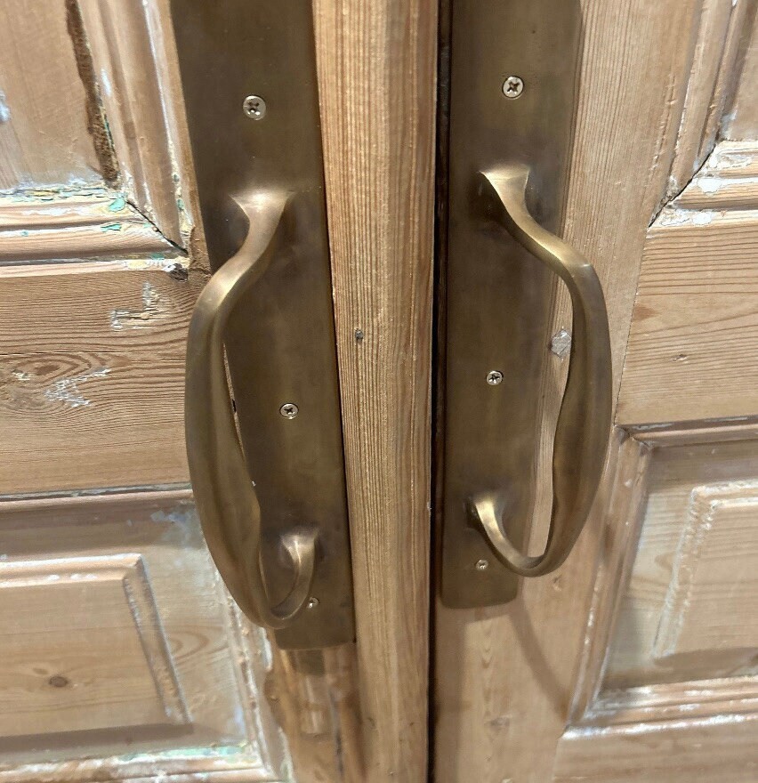 2 PCS 12" x 2" barn door grab Solid Brass Large plain Handle 30cm Pull heavy PUB