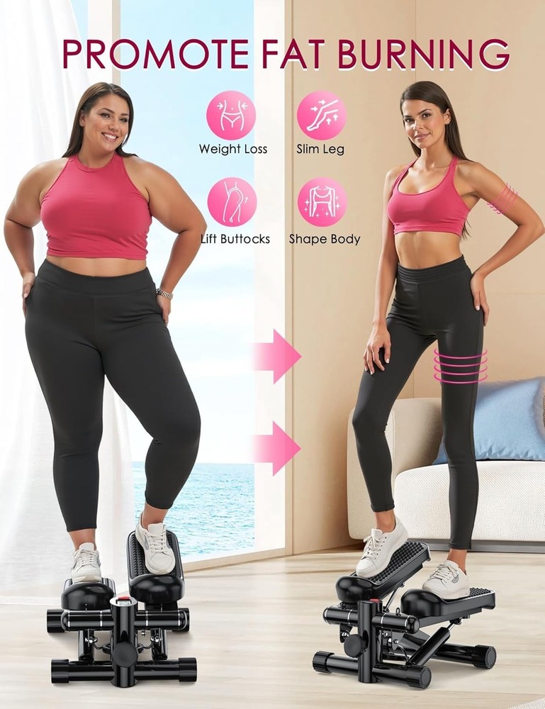 Compact Mini Stepper with Resistance Bands - 330LBS Capacity for Home Workouts