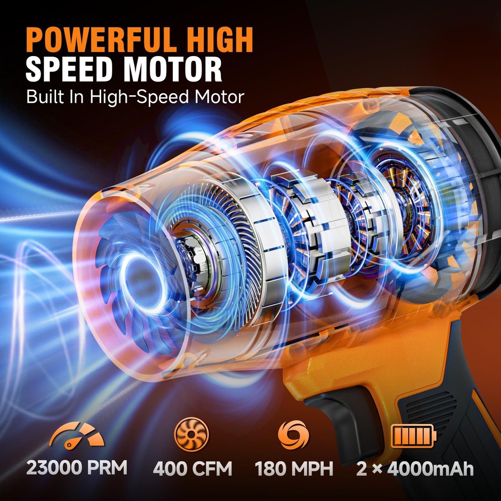20V Cordless Leaf Blower, 400CFM 180MPH Handheld Leaf Blower Cordless with Ba...
