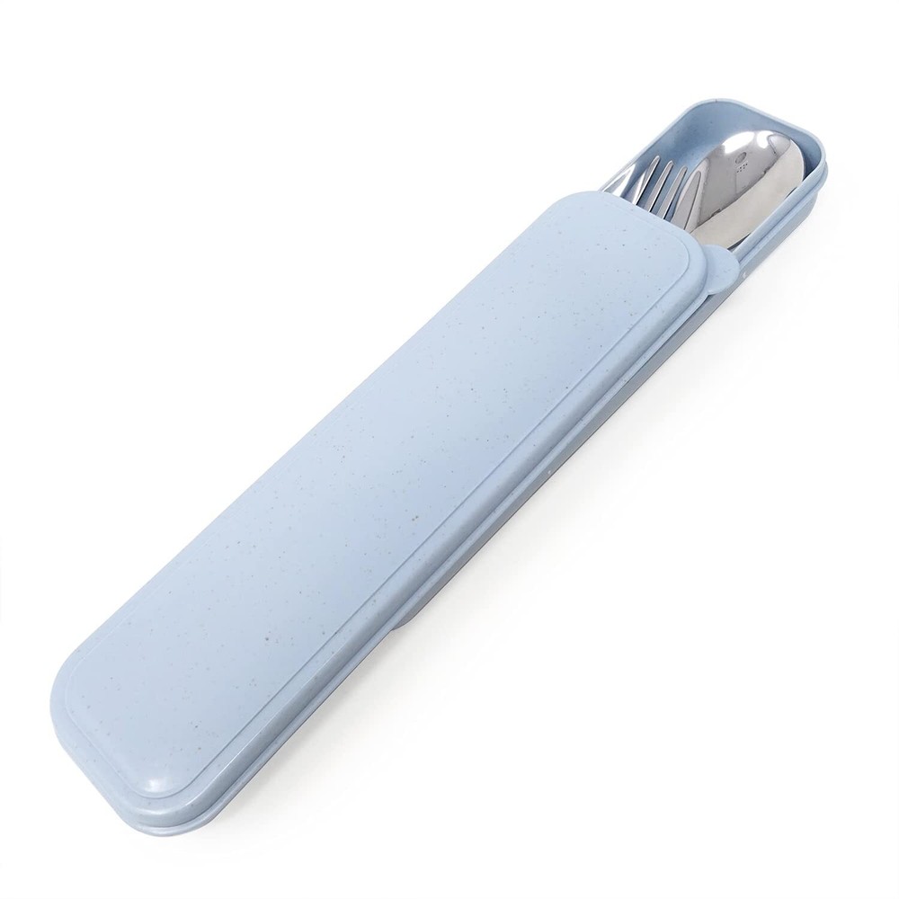 3pcs 304 Stainless Steel Flatware Set Blue Box Portable Knife Fork Spoon