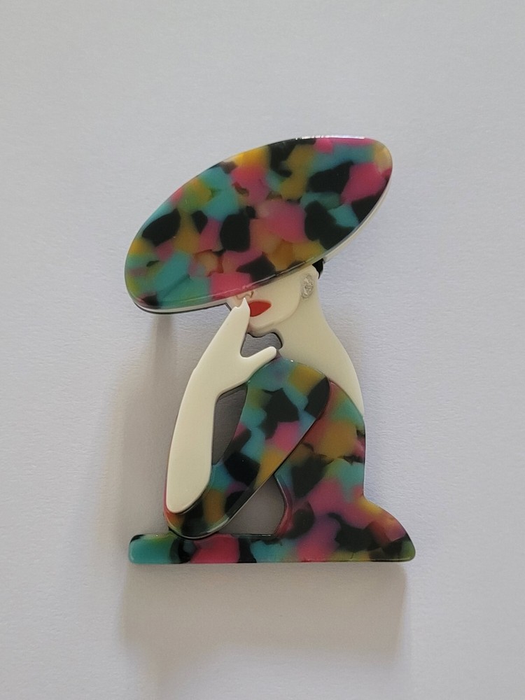 Acrylic lady Multicoloured brooch