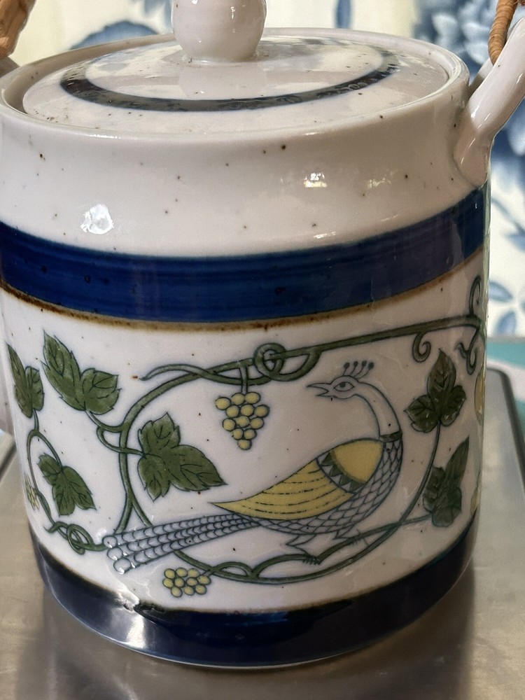 Otagiri Ceramic Peacock Rattan Teapot